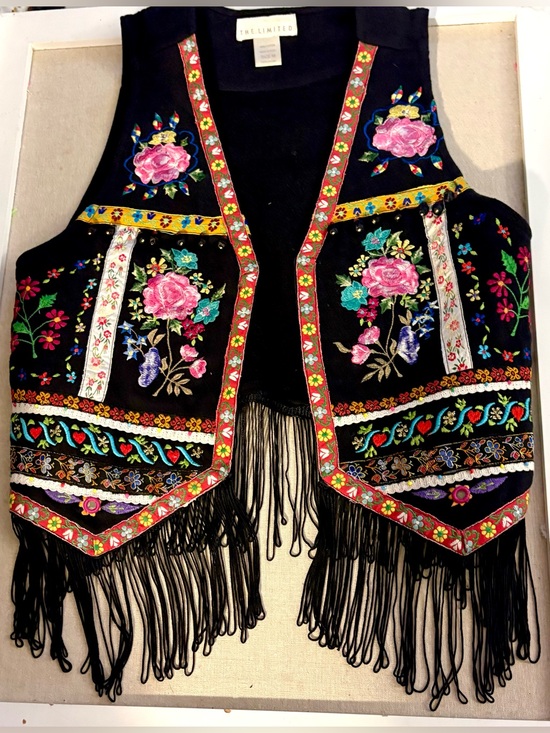The Limited Jackets & Blazers - *Rare Find* Vintage 90’s Boho Floral Embroidered Fringe Vest by The Limited
